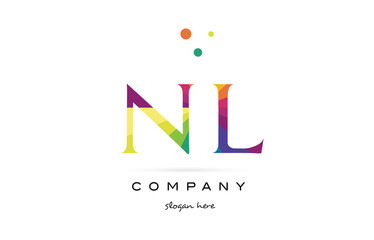 nl n l  creative rainbow colors alphabet letter logo icon