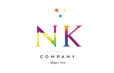 nk n k  creative rainbow colors alphabet letter logo icon