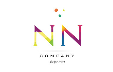 Obraz premium nn n creative rainbow colors alphabet letter logo icon