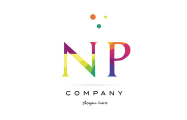 np n p  creative rainbow colors alphabet letter logo icon