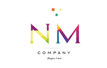 nm n m  creative rainbow colors alphabet letter logo icon