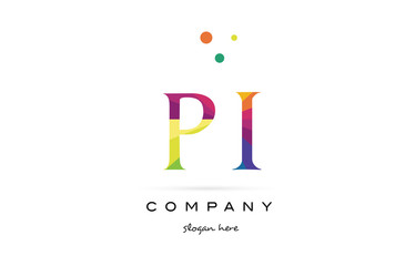 pi p i  creative rainbow colors alphabet letter logo icon