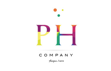 ph p h  creative rainbow colors alphabet letter logo icon