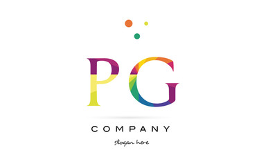 pg p g  creative rainbow colors alphabet letter logo icon