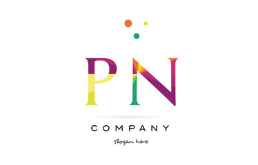 pn p n  creative rainbow colors alphabet letter logo icon
