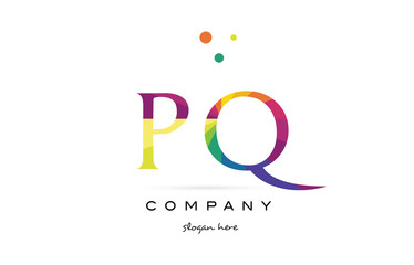 Fototapeta na wymiar pq p q creative rainbow colors alphabet letter logo icon