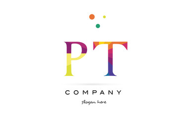 pt p t  creative rainbow colors alphabet letter logo icon