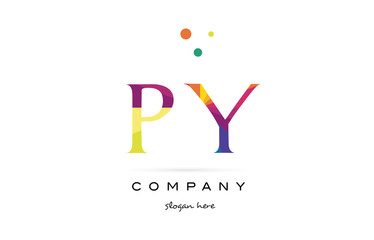 py p y  creative rainbow colors alphabet letter logo icon