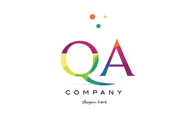 qa q a  creative rainbow colors alphabet letter logo icon