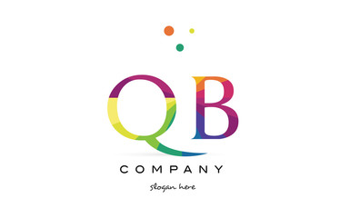 qb q b  creative rainbow colors alphabet letter logo icon