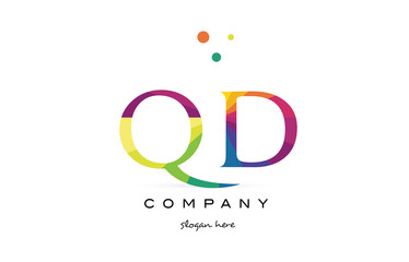 qd q d  creative rainbow colors alphabet letter logo icon