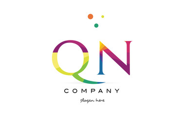 qn q n  creative rainbow colors alphabet letter logo icon