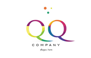 qq q q  creative rainbow colors alphabet letter logo icon