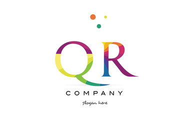 qr q r  creative rainbow colors alphabet letter logo icon