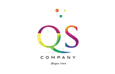 qs q s  creative rainbow colors alphabet letter logo icon