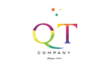 qt q t  creative rainbow colors alphabet letter logo icon
