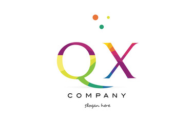qx q x  creative rainbow colors alphabet letter logo icon