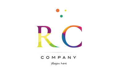 rc r c  creative rainbow colors alphabet letter logo icon