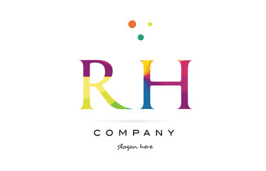 rh r h  creative rainbow colors alphabet letter logo icon