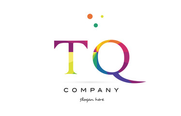 tq t q  creative rainbow colors alphabet letter logo icon