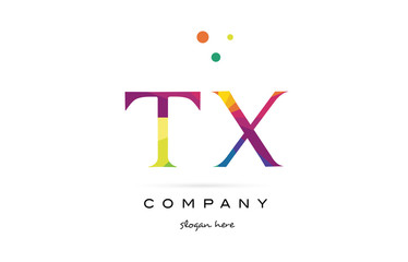 tx t x  creative rainbow colors alphabet letter logo icon