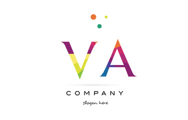 va v a  creative rainbow colors alphabet letter logo icon