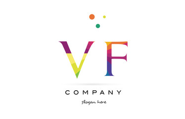 vf v f  creative rainbow colors alphabet letter logo icon
