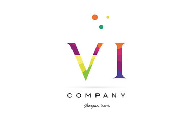 vi v i  creative rainbow colors alphabet letter logo icon