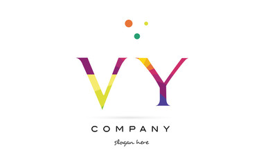 vy v y  creative rainbow colors alphabet letter logo icon