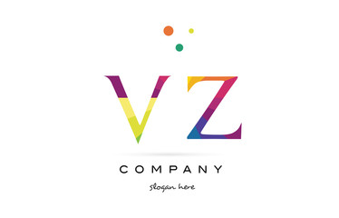 vz v z  creative rainbow colors alphabet letter logo icon