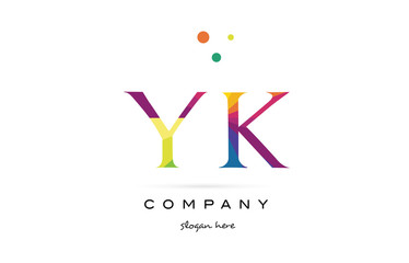 yk y k  creative rainbow colors alphabet letter logo icon