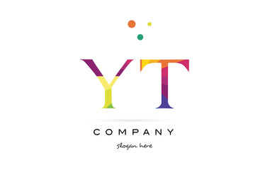 yt y t  creative rainbow colors alphabet letter logo icon