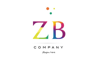 zb z b  creative rainbow colors alphabet letter logo icon
