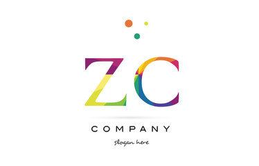 zc z c  creative rainbow colors alphabet letter logo icon