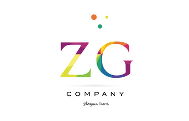 zg z g  creative rainbow colors alphabet letter logo icon