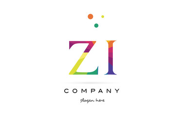 zi z i  creative rainbow colors alphabet letter logo icon