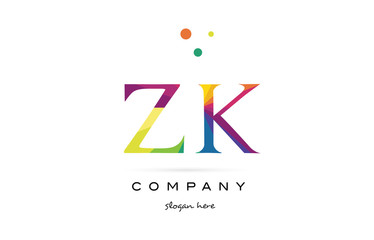 zk z k  creative rainbow colors alphabet letter logo icon
