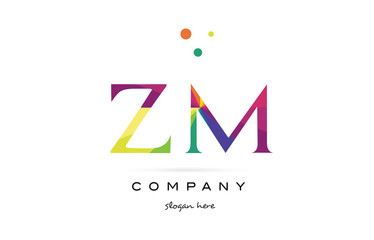 zm z m  creative rainbow colors alphabet letter logo icon