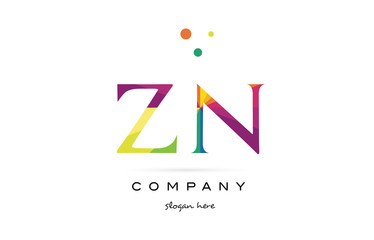 zn z n  creative rainbow colors alphabet letter logo icon