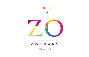 zo z o  creative rainbow colors alphabet letter logo icon
