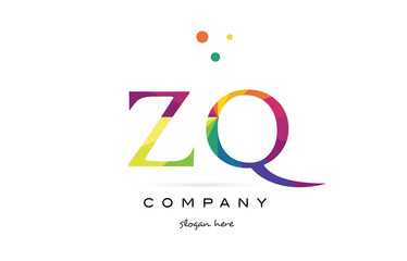 zq z q  creative rainbow colors alphabet letter logo icon