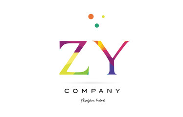 zy z y  creative rainbow colors alphabet letter logo icon