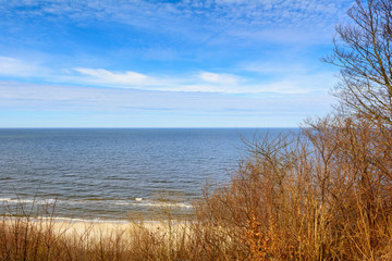 Beautiful view of Baltic Sea from the cliff in Jastrzebia Gora. Poland.
