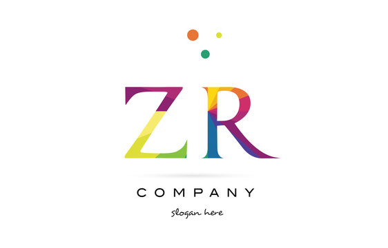 zr z r  creative rainbow colors alphabet letter logo icon