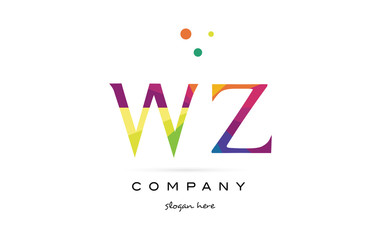 wz w z  creative rainbow colors alphabet letter logo icon