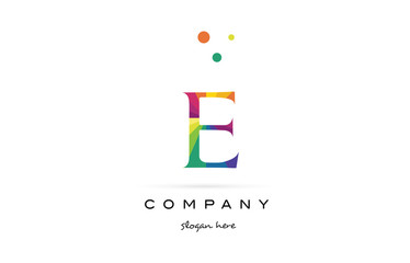 e creative rainbow colors alphabet letter logo icon