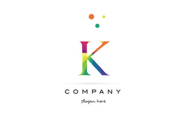 k creative rainbow colors alphabet letter logo icon