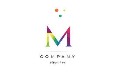 m creative rainbow colors alphabet letter logo icon