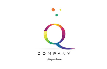 q creative rainbow colors alphabet letter logo icon