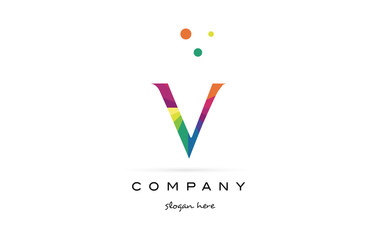 v creative rainbow colors alphabet letter logo icon